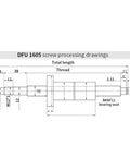 Technical drawing of Top Notch High Precision CNC Ball Screw With Nut 1605 C5 360mm Travel with dimensions and thread details.