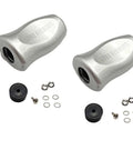 Upgrade Your Baitcasting Reel With These Sleek ABS Fishing Knob Handles For Ultra Lightweight Casting And Smooth Retrieval On Carbon Fiber Rocker Handles In Silver Finish. Silver ABS reel knobs with mounting hardware.