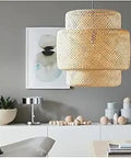 Handmade Bamboo Pendant Light With Unique Shade, Cozy Warm Glow For Dining Rooms And Living Spaces, Ambient And Direct Lighting