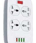 Heavy Duty Smart Surge Protector Power Strip with four AC outlets and four USB ports