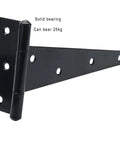 4 Piece Black T Strap Gate Hinges Set With Screws, Six Inch Heavy Duty Rustproof Hinges side view