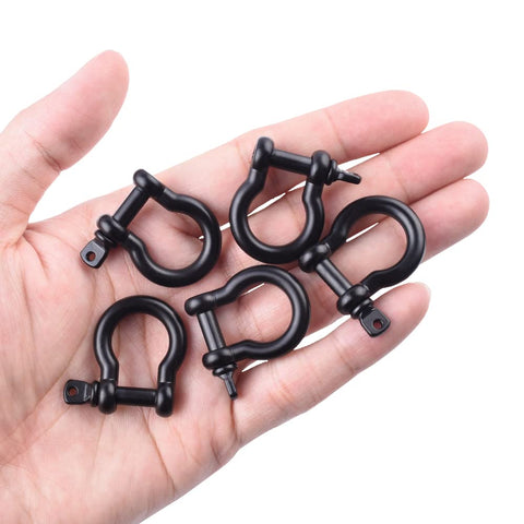 10 Pack Metal Bow Shackle 3/8 Inch 10mm Heavy Duty For Emergency Survival Gear Paracord Bracelets on a hand