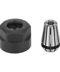 Get That Er11 Chuck Collets Clamping Nuts Lathe Parts For Your CNC Milling And Engraving Machine with black steel nut and silver collet.