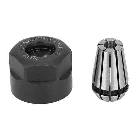 Get That Er11 Chuck Collets Clamping Nuts Lathe Parts For Your CNC Milling And Engraving Machine with black steel nut and silver collet.