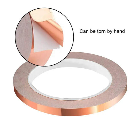Copper Foil Tape With Conductive Adhesive, 4 Rolls In Sizes 0.2, 0.24, 0.3, 0.4 Inch, 22 Yards Each, Double Sided Conductivity, roll close-up