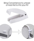 Beefy Heavy Duty RV Door Catch Kit For Trailers Boats And Campers, Push Open Ball Latch, shown mounted on trailer door