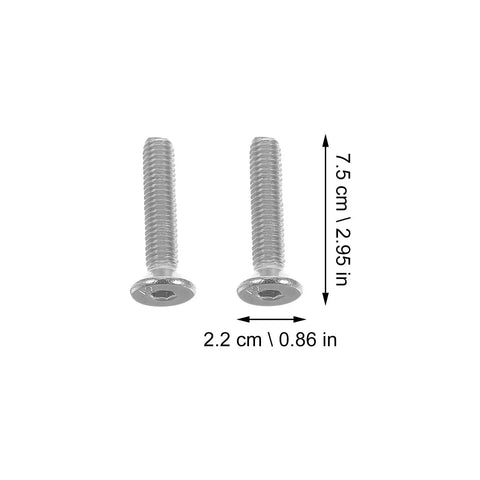 Two machine screws from the Alloy Countersunk Washer Kit With Handy Storage Box, measuring 7.5cm x 2.2cm.