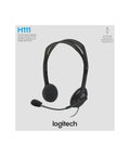 H111 Wired Headset With Noise Cancelling Microphone, Stereo Sound, Three Point Five Millimeter Audio Jack, Adjustable Black Headband