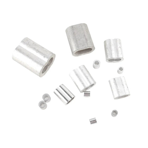 Premium Aluminum Crimping Sleeves For Wire Rope Ferrules And Cable Terminals built tough, assorted sizes and shapes for secure connections.