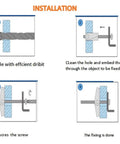 Installation steps for Mixed Heavy Duty Toggle Bolts Anchors And Screws Kit For Drywall Wood Ceilings And Hollow Walls 30 Sets
