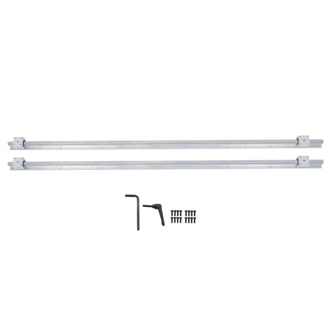 Two 1500mm SBR20 Linear Guide Rails With Four SBR20UU Slide Blocks Kit shown with installation tools