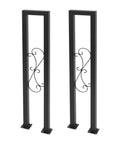 Two Pack U Shaped S Scroll Staircase Handrails Premium Carbon Steel Build for indoor outdoor use, featuring sturdy black finish.