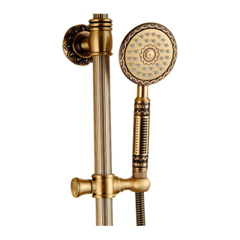 UMJIGF Antique Bronze Shower System with Hot and Cold Water Wall Mounted Shower Faucet Set Multifunction Single Handle Shower Combo Set with Shower Head, Handheld Shower, Bathtu, showcasing handheld shower and slide bar.