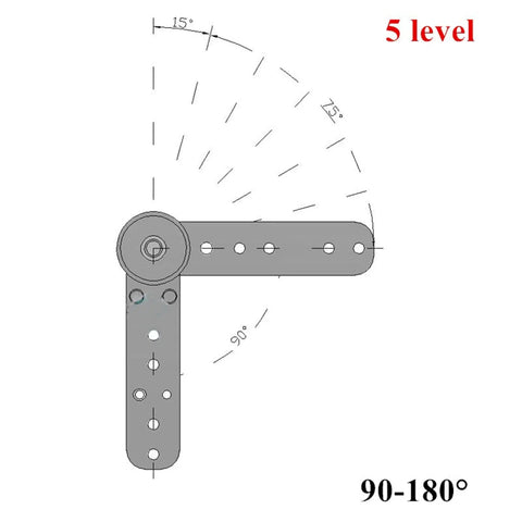Top Shelf Knockout Heavy Duty Furniture Hinges For Bed To Sofa Conversion Built Like A Tank Steel pivot connector with angle measurements.