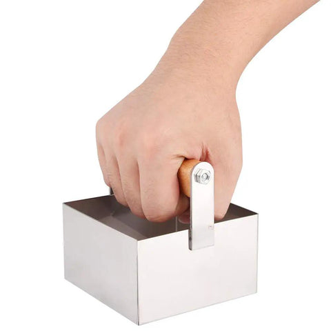 Stainless Steel Honeycomb Cutter For Beekeeping, Rectangle Honey Cutter Tool With Smooth Edges held by a hand.