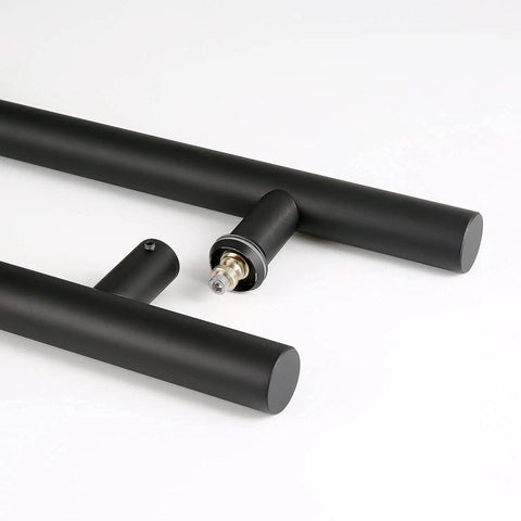 12 Inch Double Sided Door Pull Handle Matte Black SUS304 Stainless Steel Heavy Duty For Commercial Glass Doors And Residential Wood Barn And Metal Doors, close-up