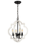 Farmhouse 4 Light Rustic Wood Chandelier Pendant Light For Dining Room Foyer And Kitchen with wooden frame and E12 sockets