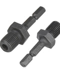 Pro Grade Hex Shank Drill Chuck Adapter Set With Patented Locking Function And Thrust Bearing For Secure Tool Holding And Prevents Loosening During Drilling, Steel Construction, 2 Pack, black steel adapters
