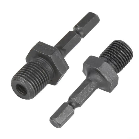 Pro Grade Hex Shank Drill Chuck Adapter Set With Patented Locking Function And Thrust Bearing For Secure Tool Holding And Prevents Loosening During Drilling, Steel Construction, 2 Pack, black steel adapters