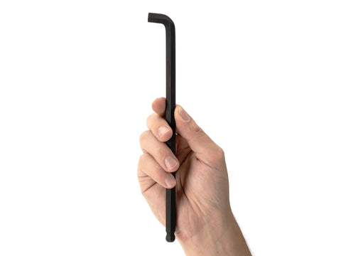 Hand holding 10 mm Short Arm Ball End Hex L Key For Tight Spaces With High Leverage Pro Grade Allen Wrench For Maximum Torque