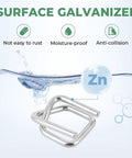 Kickass 100 Pack Three Quarter Inch Steel Wire Buckles For Woven Cargo Straps shown in water highlights galvanized surface.