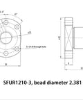 Technical drawing of SFUR1210-3 component in Pro Grade 12mm Ball Screw Kit With 10mm Pitch For CNC Machines