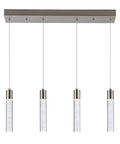 Crystal Bubble 4 Light Pendant for Kitchen Island, lit modern brushed nickel ceiling fixture, 32W premium LED, 6000K daylight
