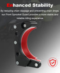 Heavy Duty Pom Chain Cover Engine Case Protector Guard For Yamaha Raptor 700 And 700R 2006 2019 shows a black and red sprocket guard.