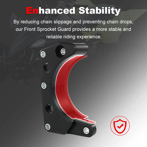 Heavy Duty Pom Chain Cover Engine Case Protector Guard For Yamaha Raptor 700 And 700R 2006 2019 shows a black and red sprocket guard.
