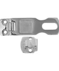 Top view: Sosoport marine trailer latch, stainless steel 316, long plate with oval slot and rotating mechanism