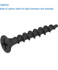 Size Eight By One And Three Sixteenth Inch Wood Screws Phillips Flat Head Self Tapping Carbon Steel Gray, single screw close-up