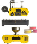 Straight Up High Precision 3D Printer Filament Extruder And Filament Recycler With Auto Coil Winding, showing yellow desktop unit with filament spools.