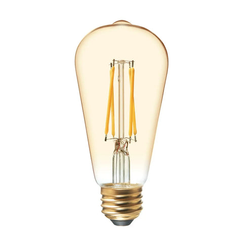 Vintage Amber LED Edison Bulbs, ST19, 60W Equivalent, Warm Dimmable Candlelight, Old School Retro Filament Look, 2 Pack