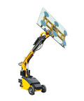 Heavy Duty Mobile Hydraulic Glass Vacuum Lifter lifting large glass panel with multiple suction cups, portable design for job sites.