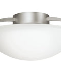 Glass Semi Flush Ceiling Light Fixture With Brushed Nickel Finish, Two Light, 150 Watt Max, Fifteen Inch Wide, Front View
