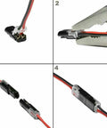 Step-by-step assembly of 20Pcs 2 Pin Spring Wire Connectors No Soldering Required Screwless Quick Connectors for LED strip lights.
