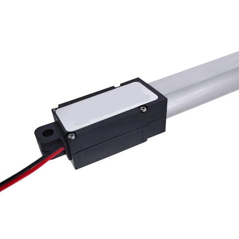 Smooth DC 12V Electric Linear Actuator With 30mm 50mm Stroke For Rock Solid Industrial Automation And Robot Projects That Need Reliable, Efficient Motion Control To Get The Job Done Right close-up of actuator's motor and rod.