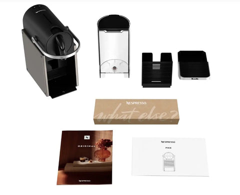 Pixie Original Espresso Machine Titan Finish For Home Use With Quick 25 Second Heat Up Two Programmable Buttons
