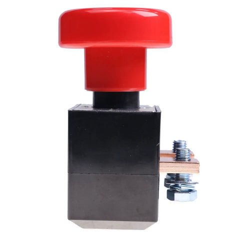 ZJK-250 ED250B-1 Emergency Stop Switch For Albright Electric Forklift & Pallet Stacker Heavy Duty E-Stop Control Replacement Part featuring red button and metal base.