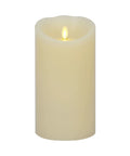 Flameless LED Pillar Candle With Moving Flame And Timer Ivory Real Wax Pillar 4 Inch By 7 Inch Battery Operated Unscented Scalloped Edge Cozy