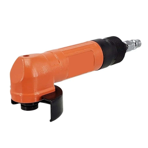 Heavy Duty Pneumatic Angle Grinder Featuring 2 Inch Precision Die Cutting Capability And Air Powered Metal Grinding Design Built For Tight Spots And Tough Fabrication Jobs Offering Zero Hassle Setup And Knockout Performance For Daily Shop Workflow, orange pneumatic tool side view.