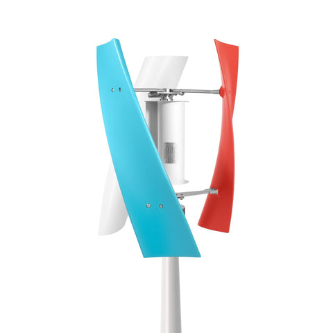 Side view of a 400W Wind Turbine Generator Kit for Off Grid Power Renewable Energy Solution for Hillsides and Roadside Spots 12V with Controller Durable Fiberglass Blades and Coreless Permanent Magnet Generator.