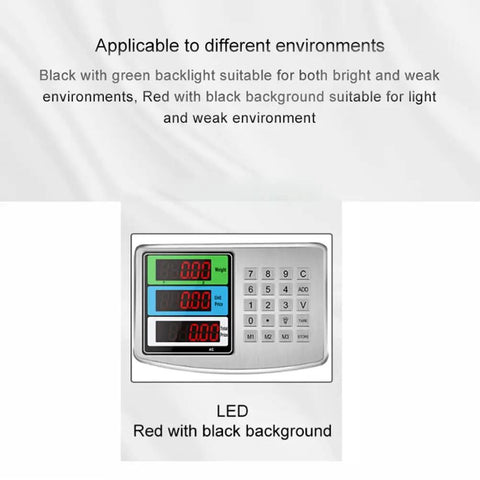 Heavy Duty Digital Platform Scale With Bulletproof Construction And No Sweat Weight Tracking LED display in black and green backlight.