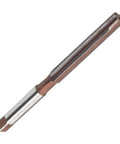 8mm chucking reamer with round shank and straight flutes; copper-colored body, alloy tool steel