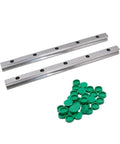 Snag These Slick HGR20 Linear Guide Rails And Sliders Two Piece Set One Meter Long High Precision Build smooth metallic rails and green caps.