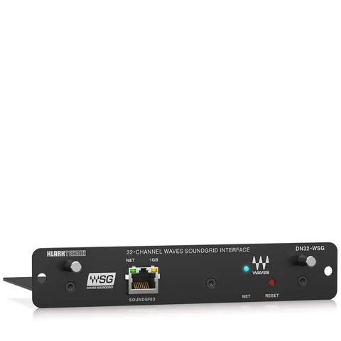 Front view of DN32-WSG Expansion Card For 32-Channel Low Latency AoIP In WAVES SoundGrid Networks For Behringer X32 And Midas M32 Mixers