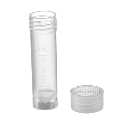 Crystal Clear 5 Milliliter Plastic Sample Bottles Vials With Screw Cap And Sealing Gasket 50 Pack Lab Storage Containers For Easy Sampling On The Fly And Precise Lab Work. 5 mL clear plastic vial with screw cap