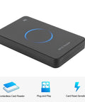 UHF RFID Reader USB Desktop 915MHz Non Contact Card Writer and Reader for ISO18000-6C/6B Tags, black compact design