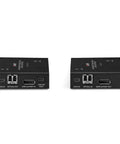 Top Shelf KVM Extender Kit With DisplayPort 1.2 And USB Over Fiber Optic Cable Stretching Up To 300M, two units with ports visible.