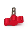 Stainless Steel Thumb Screws Set With Red Adjustable Tee Wing Aluminum Knob Quarter Inch Twenty Thread One Inch Length